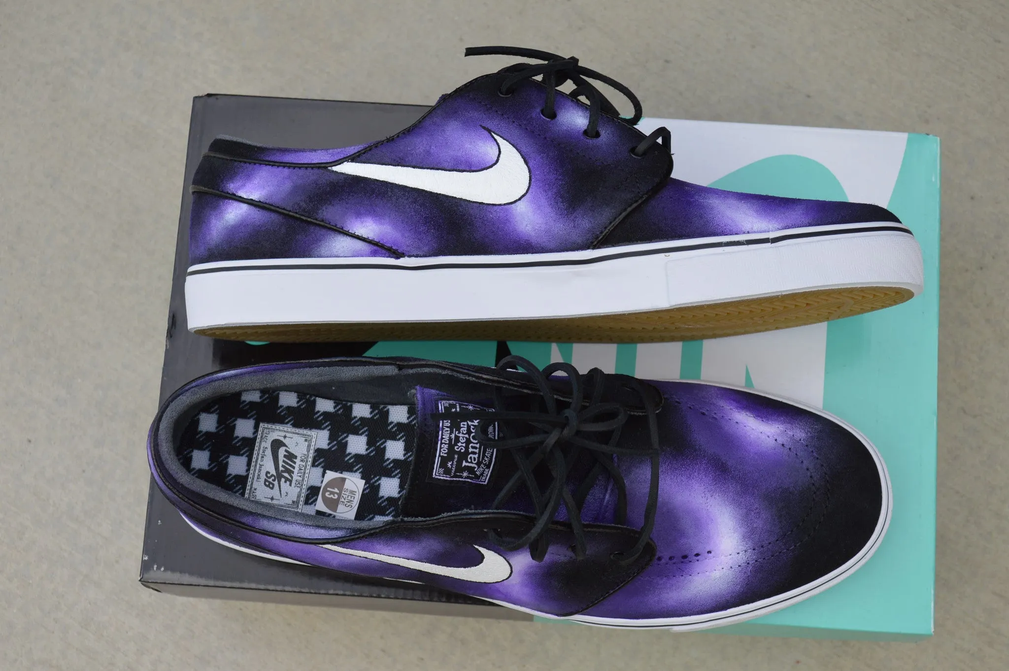 Custom Hand Painted Purple Smoke Nike SB Stefan Janoski Skate Shoes