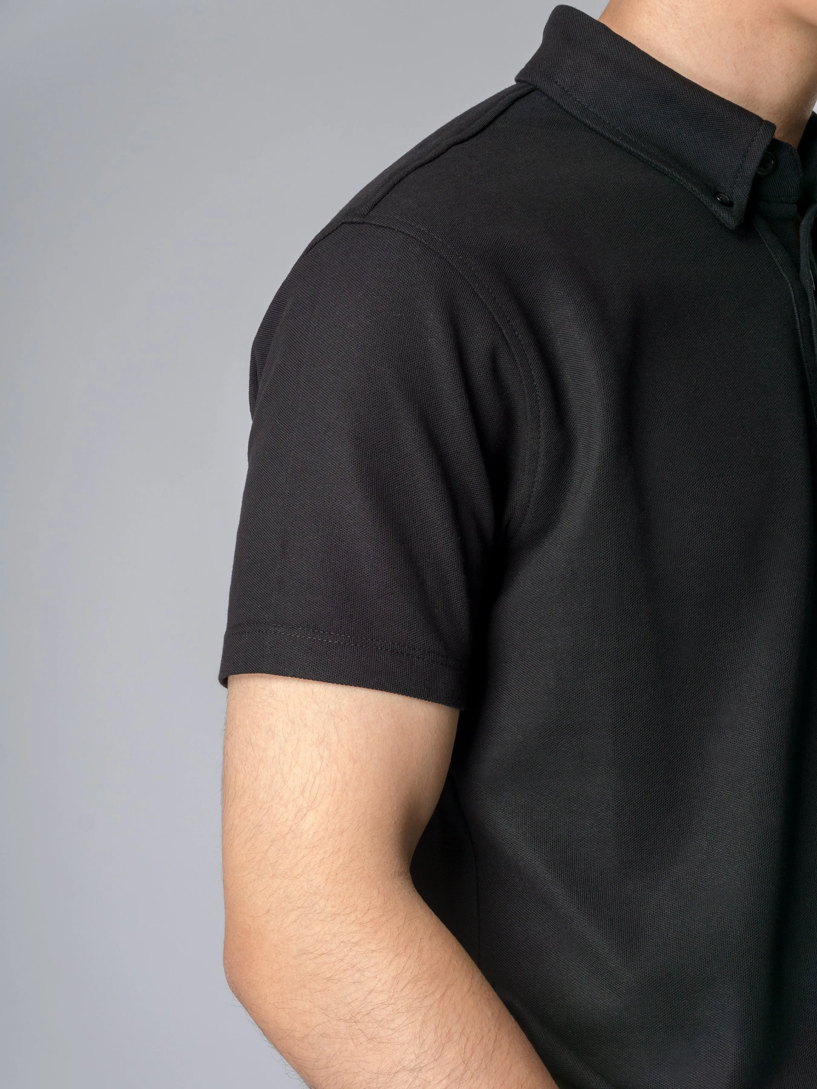 Dante Polo Button Down Short Sleeve - Black