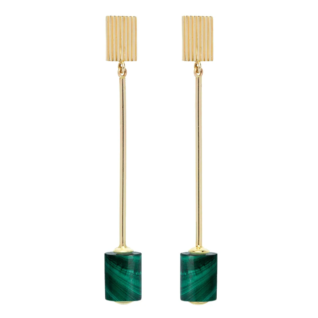 DECO CILINDRO MALACHITE EARRINGS