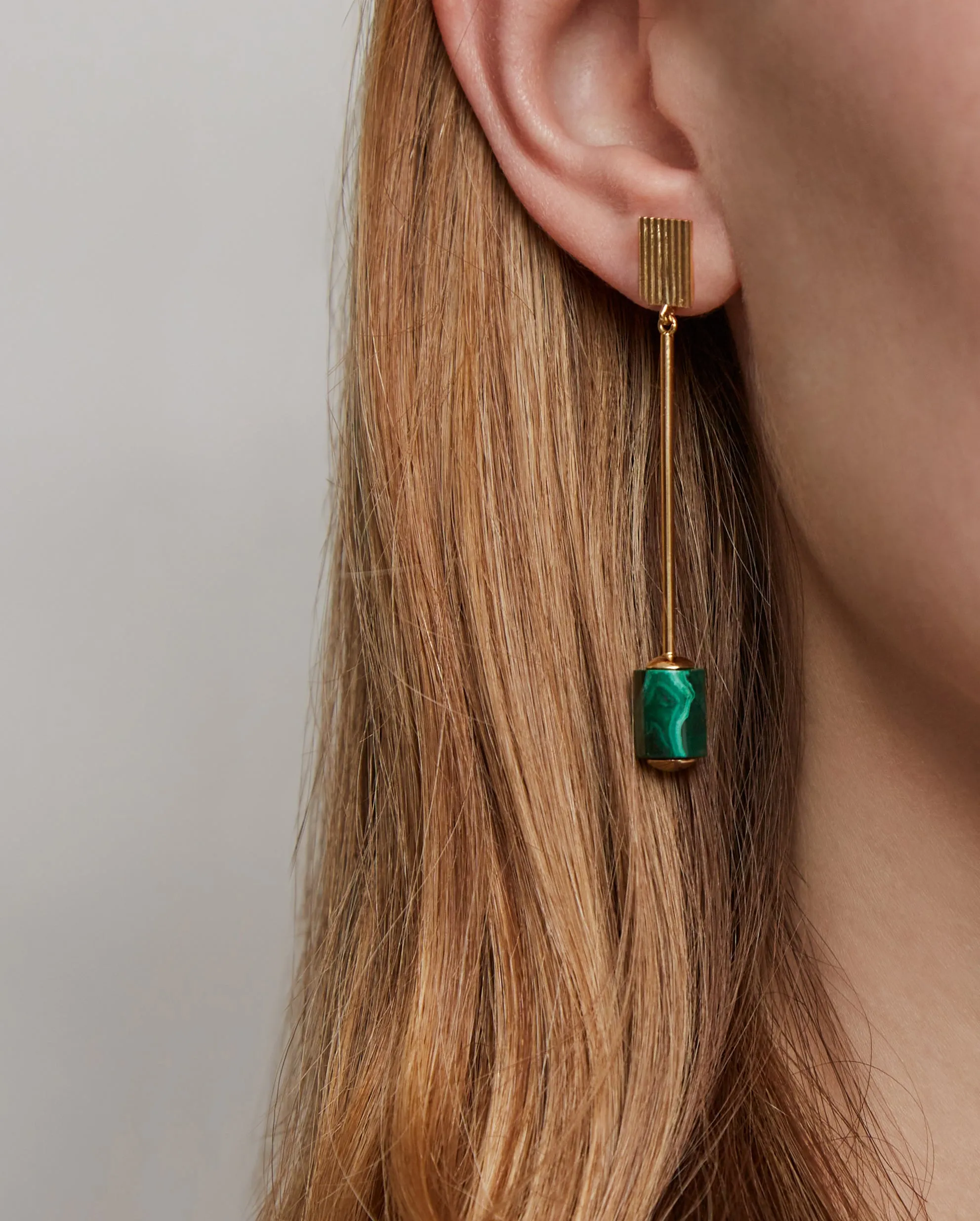 DECO CILINDRO MALACHITE EARRINGS