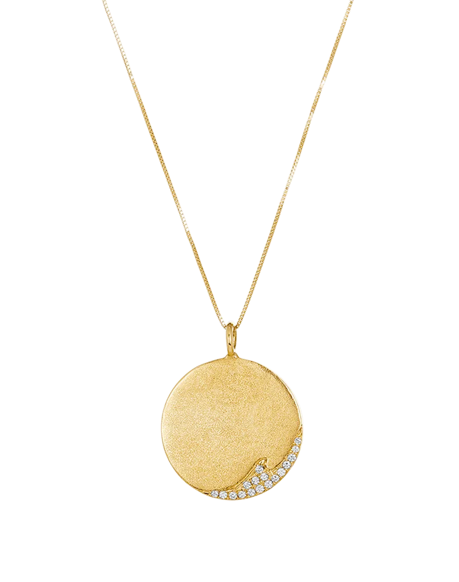 Diamond Wave Coin Necklace