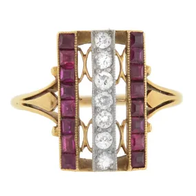 Edwardian 14kt & Platinum Diamond & Ruby Ring