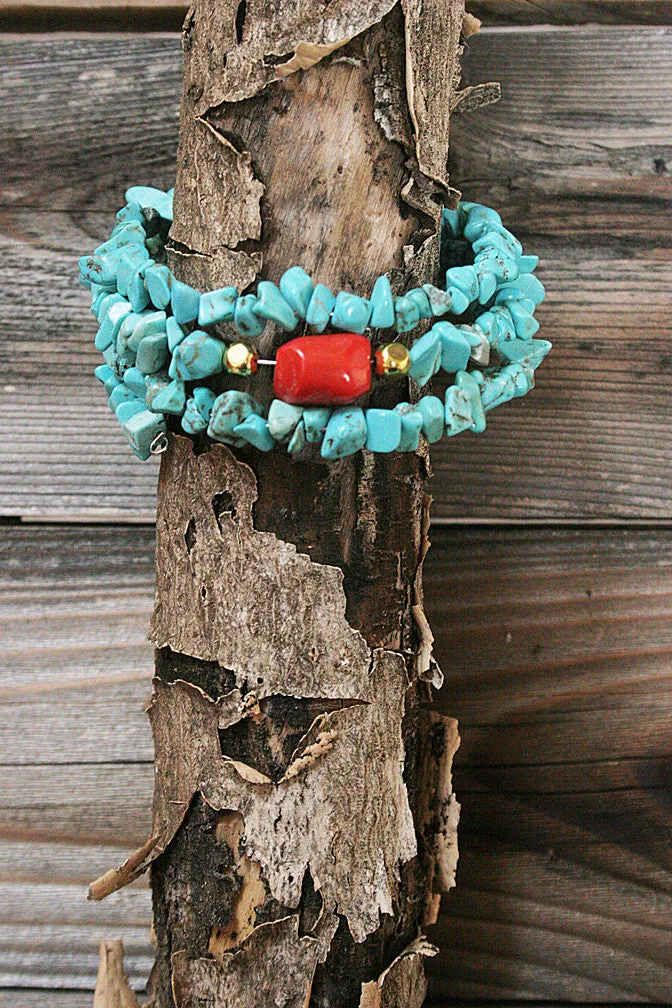 Faux Turquoise Spiral Wrap Bracelet