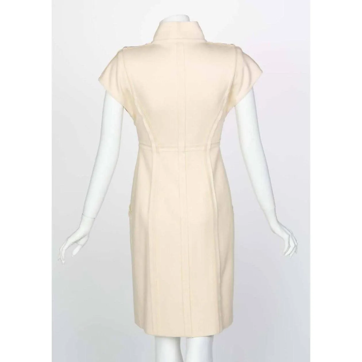 FENDI Ivory Wool Short Sleeve Dress | Size S