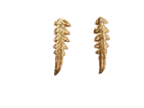 Fern stud earrings gold