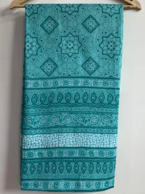 Firozi Block Printed Cotton Dupatta