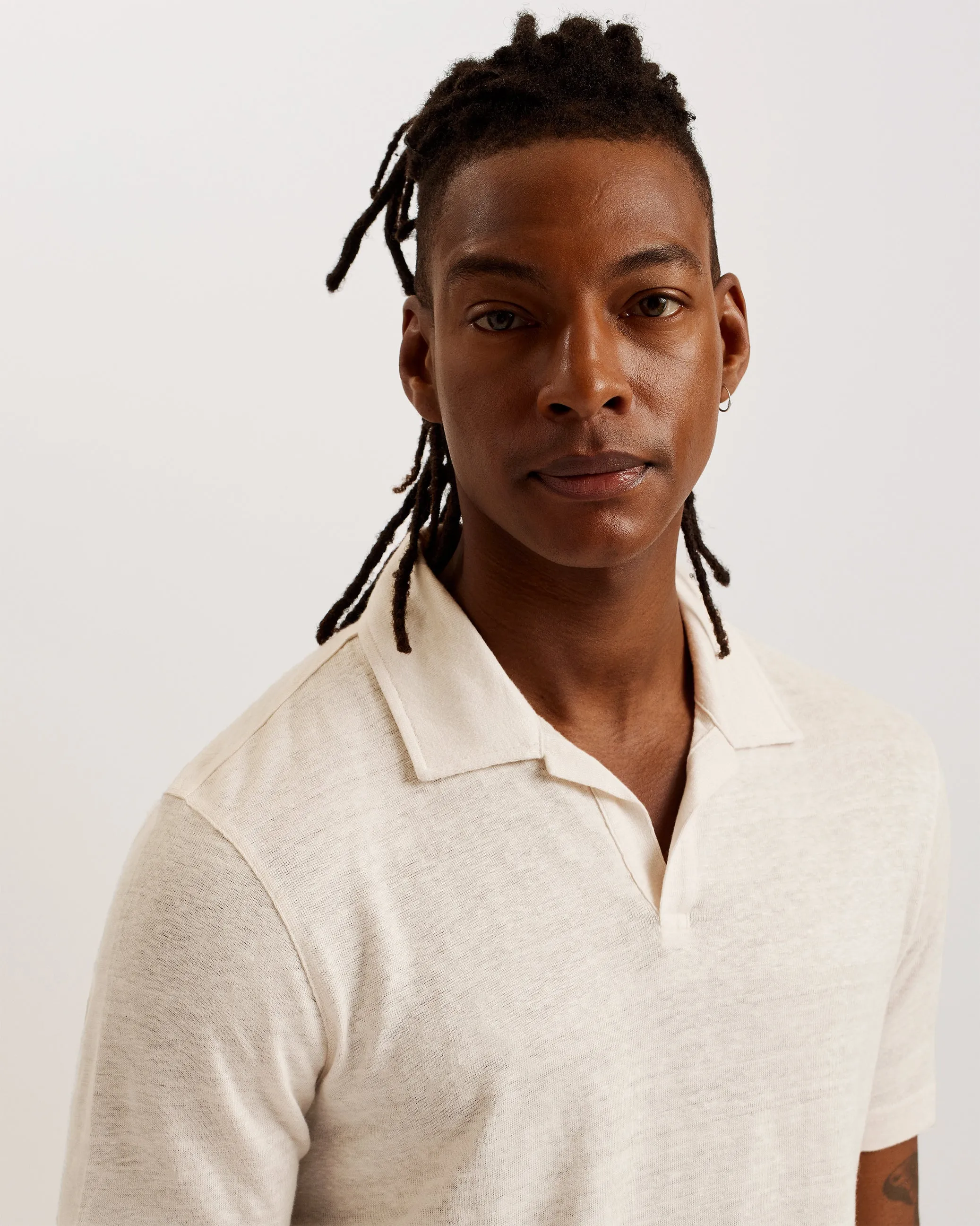 Flinpo Ss Regular Linen Polo Stone