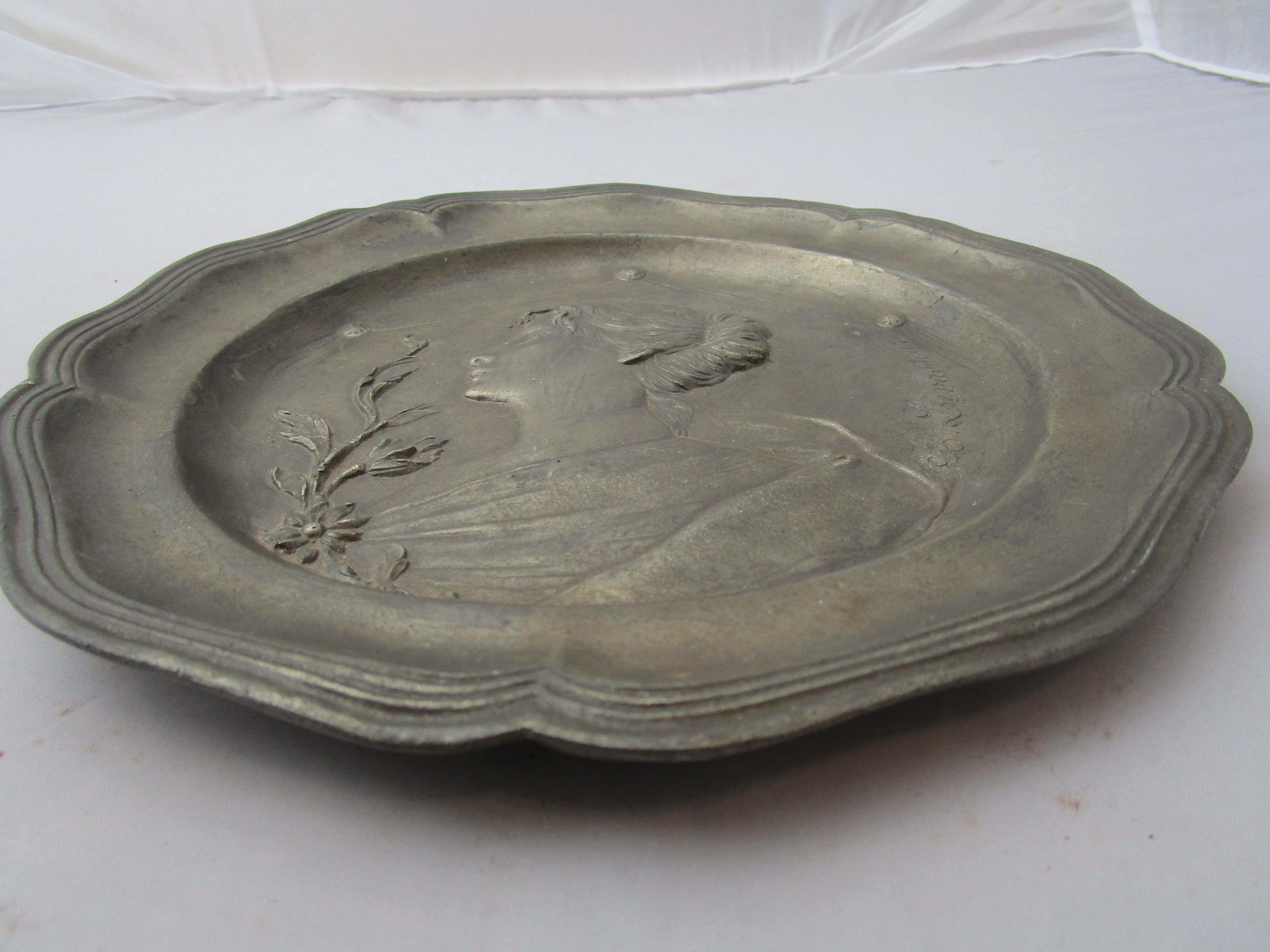 French Henri Levasseur Pewter Plate Antique Art Nouveau c1910