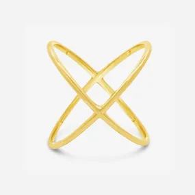 Gold X Pattern Wrap Ring