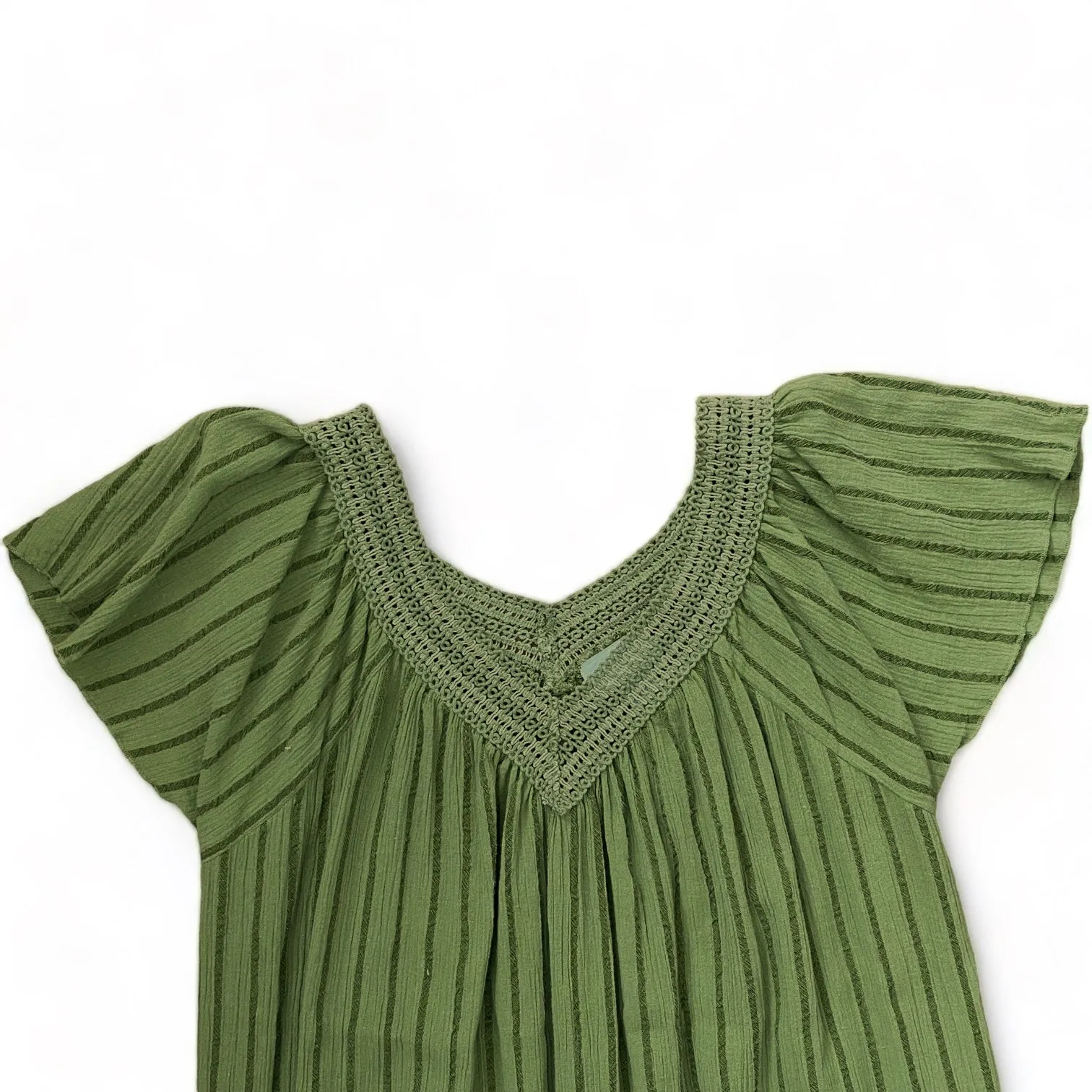 Green Caftan Embroidered V Neck