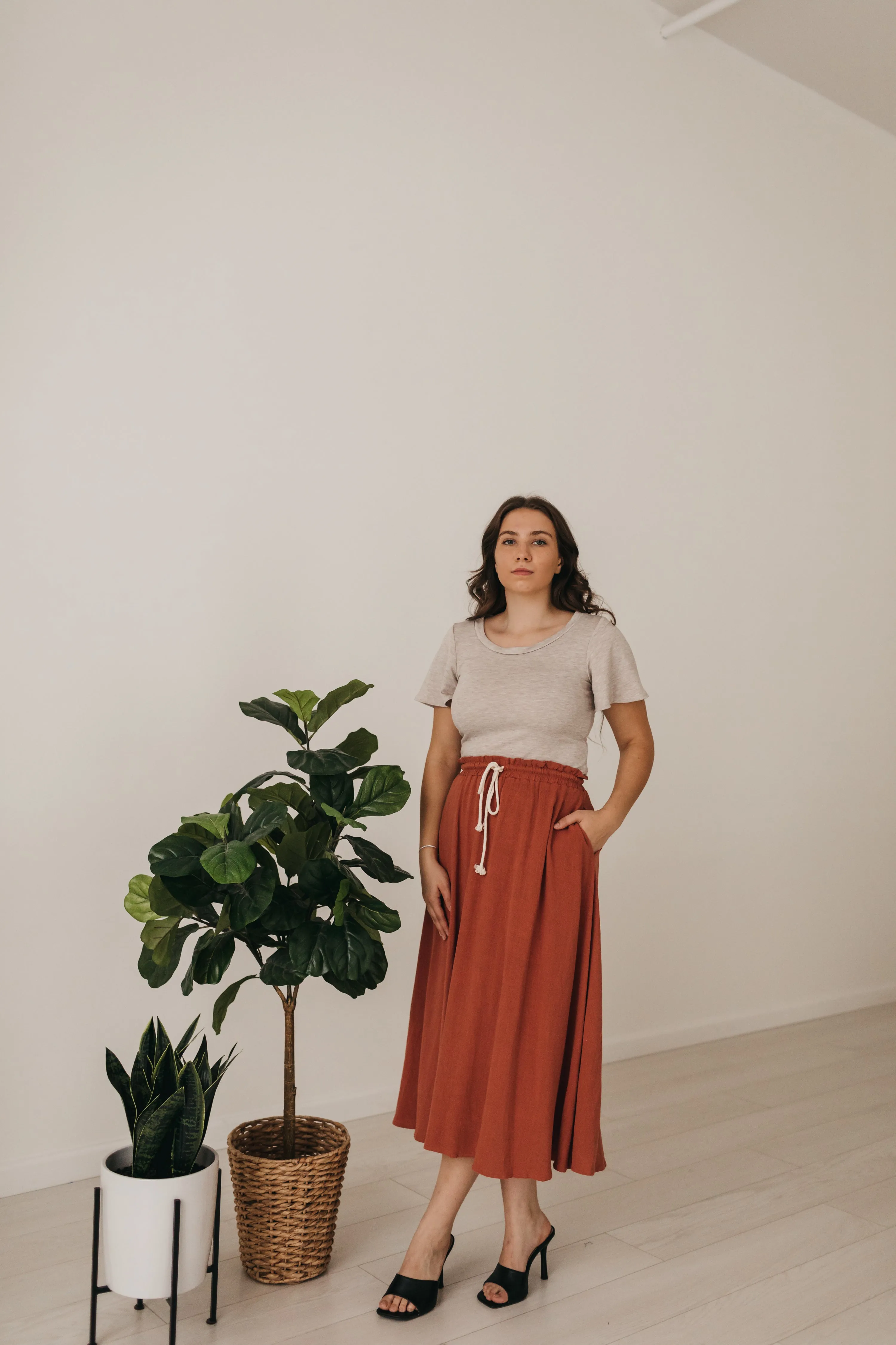 Helen Midi Skirt in Rust