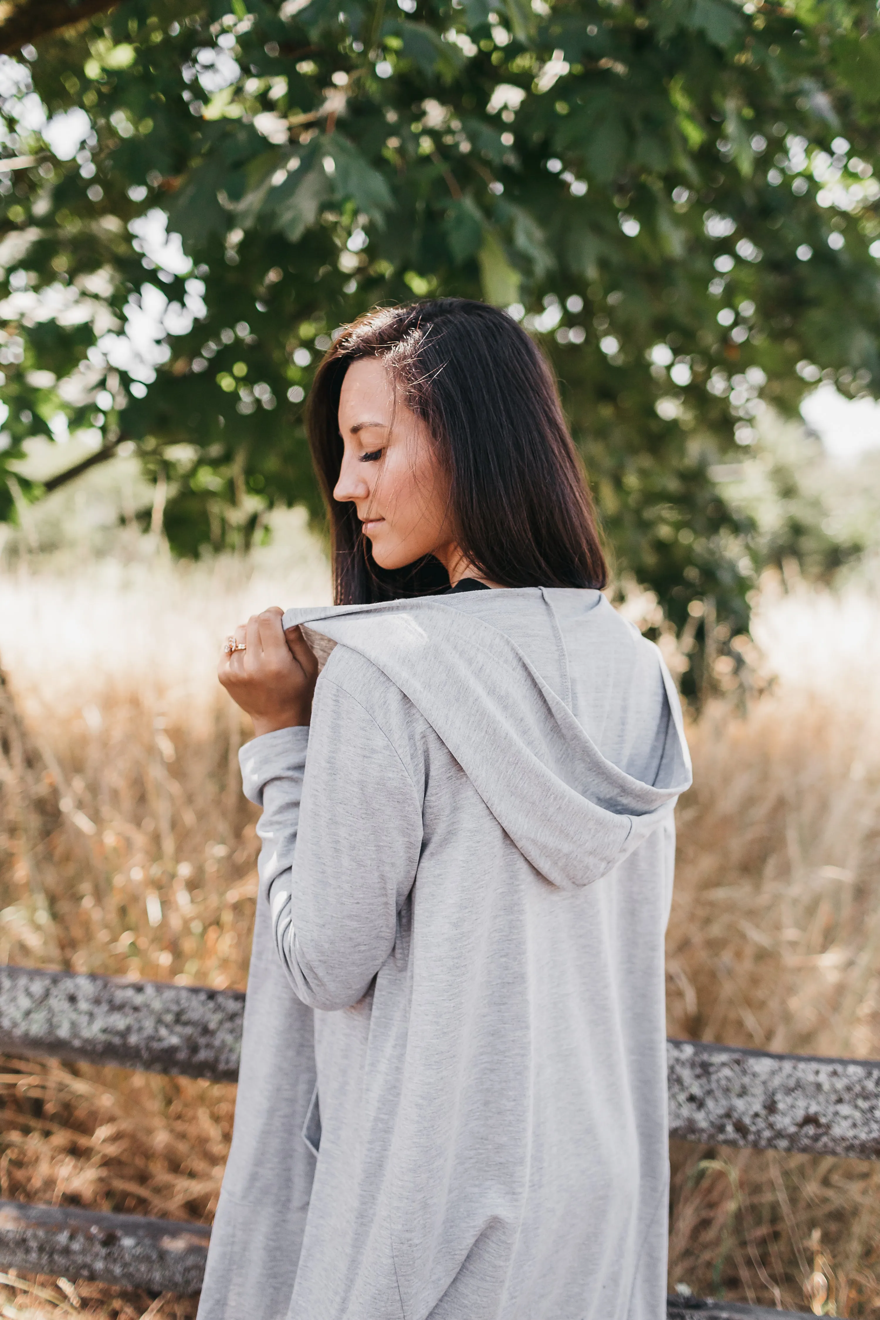 Hooded Cardigan in Grey