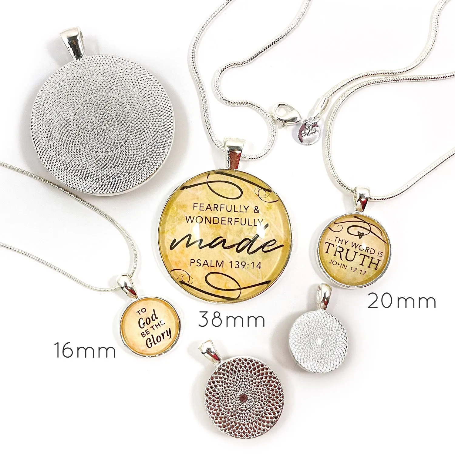 I AM Strong, Unique, Beautiful, Loved, Enough – Christian Affirmations Silver-Plated Scripture Pendant Necklace – Jewelry Set