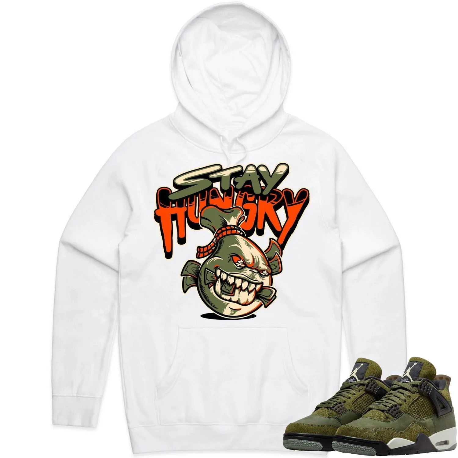 Jordan 4 Craft Olive 4s Hoodie to Match - CELADON STAY HUNGRY