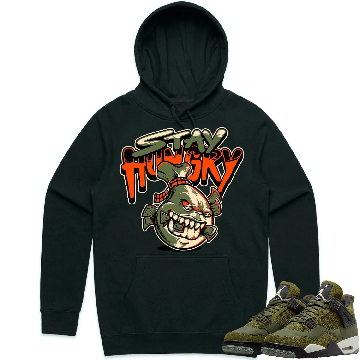 Jordan 4 Craft Olive 4s Hoodie to Match - CELADON STAY HUNGRY