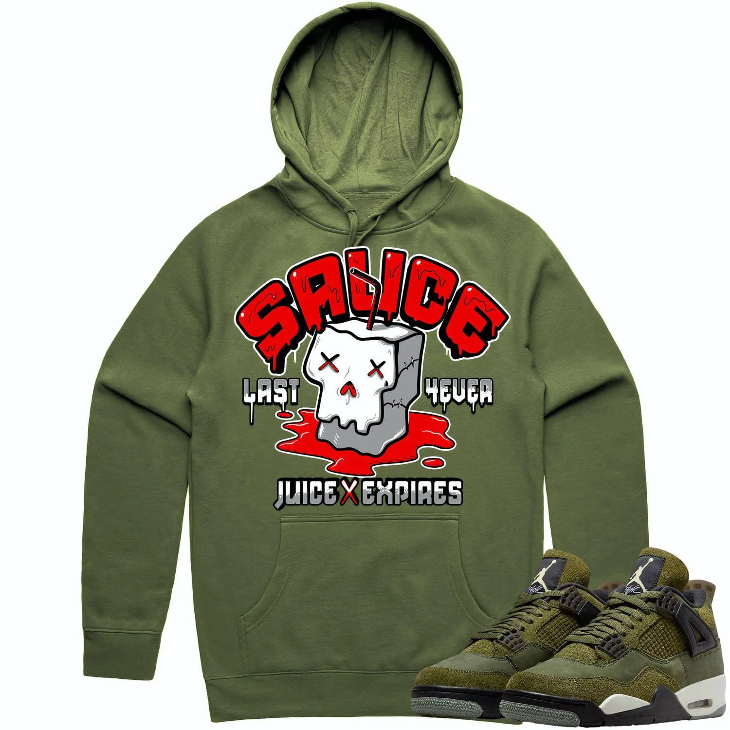 Jordan 4 Craft Olive 4s Hoodie to Match - RED SAUCE