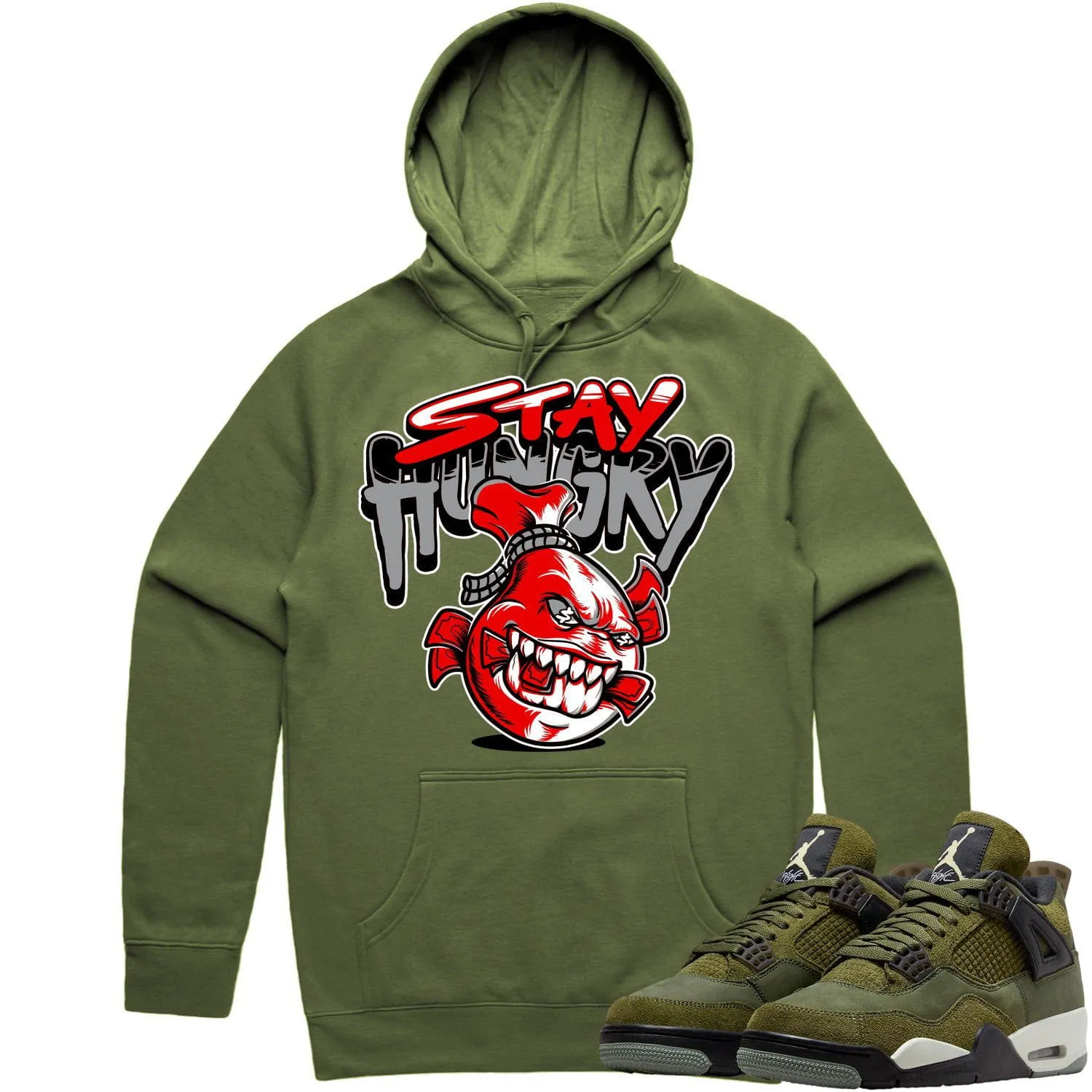 Jordan 4 Craft Olive 4s Hoodie to Match - RED STAY HUNGRY