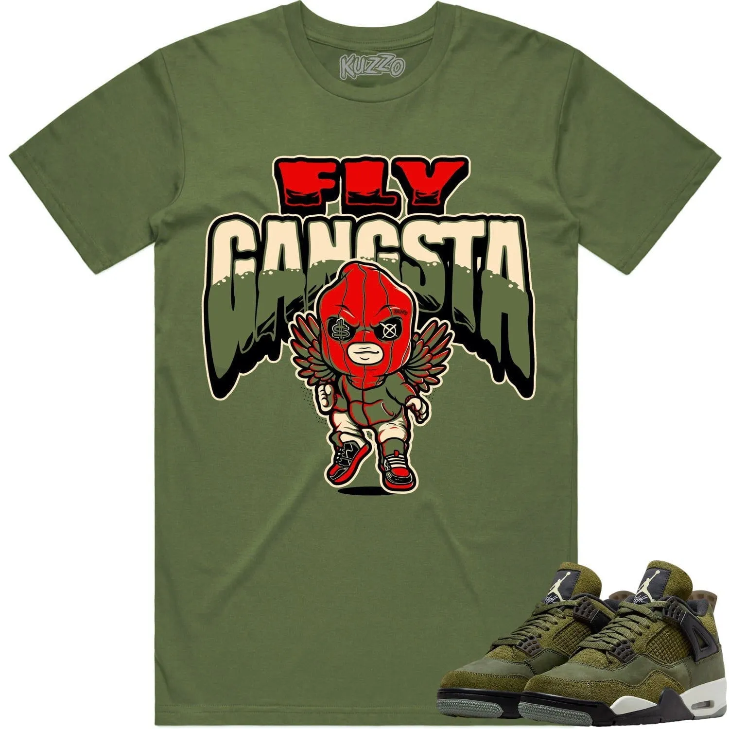 Jordan 4 Craft Olive 4s Shirt to Match - OLIVE FLY GANGSTA