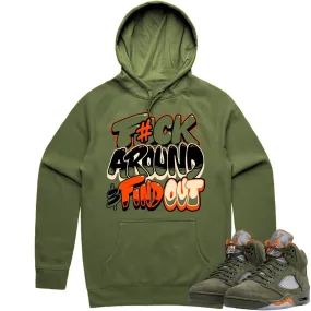 Jordan Retro 5 Olive 5s Hoodie to Match - CELADON F#CK