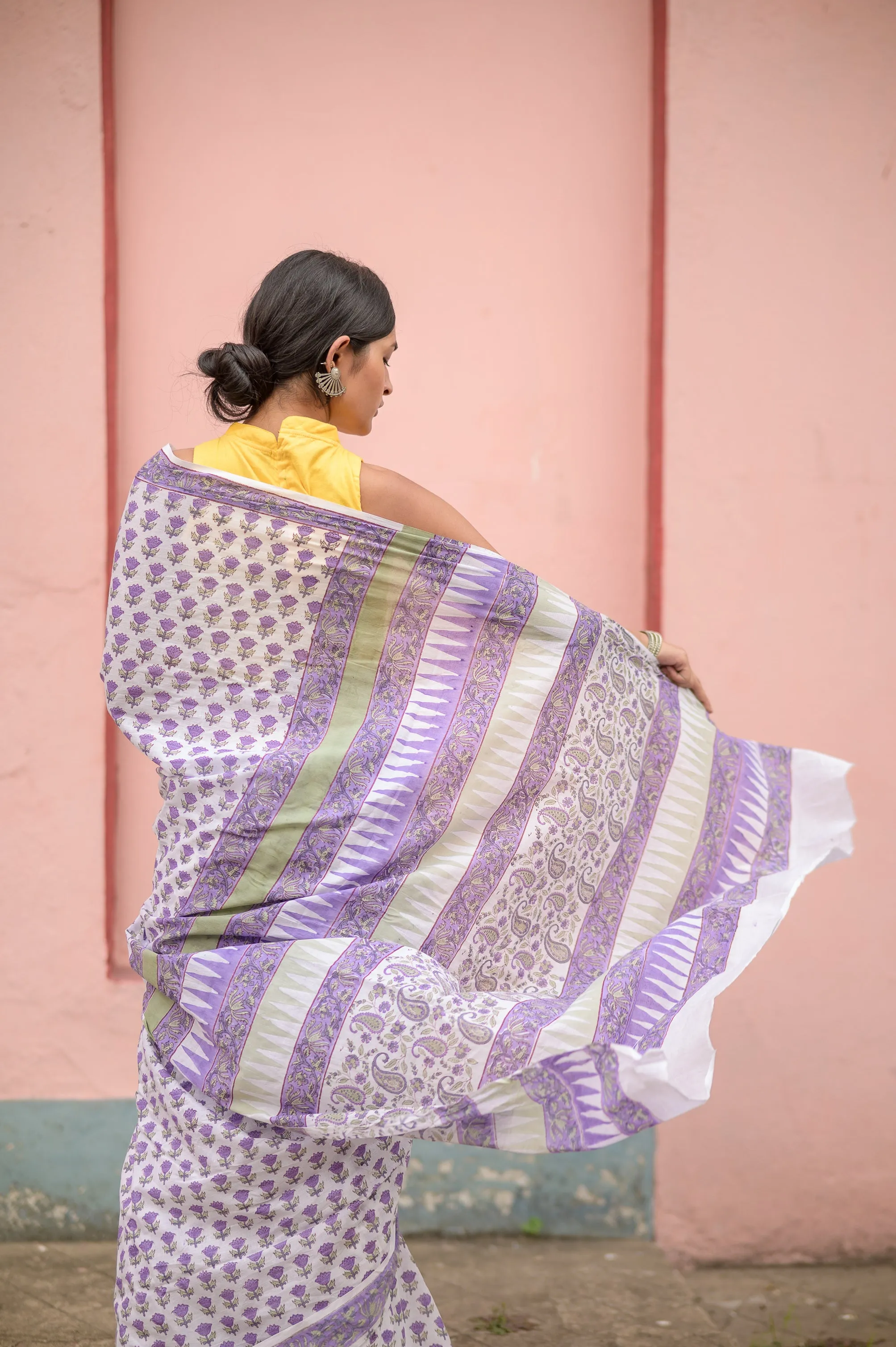 Kaisori Aira cotton hanblockprinted  cotton saree 004