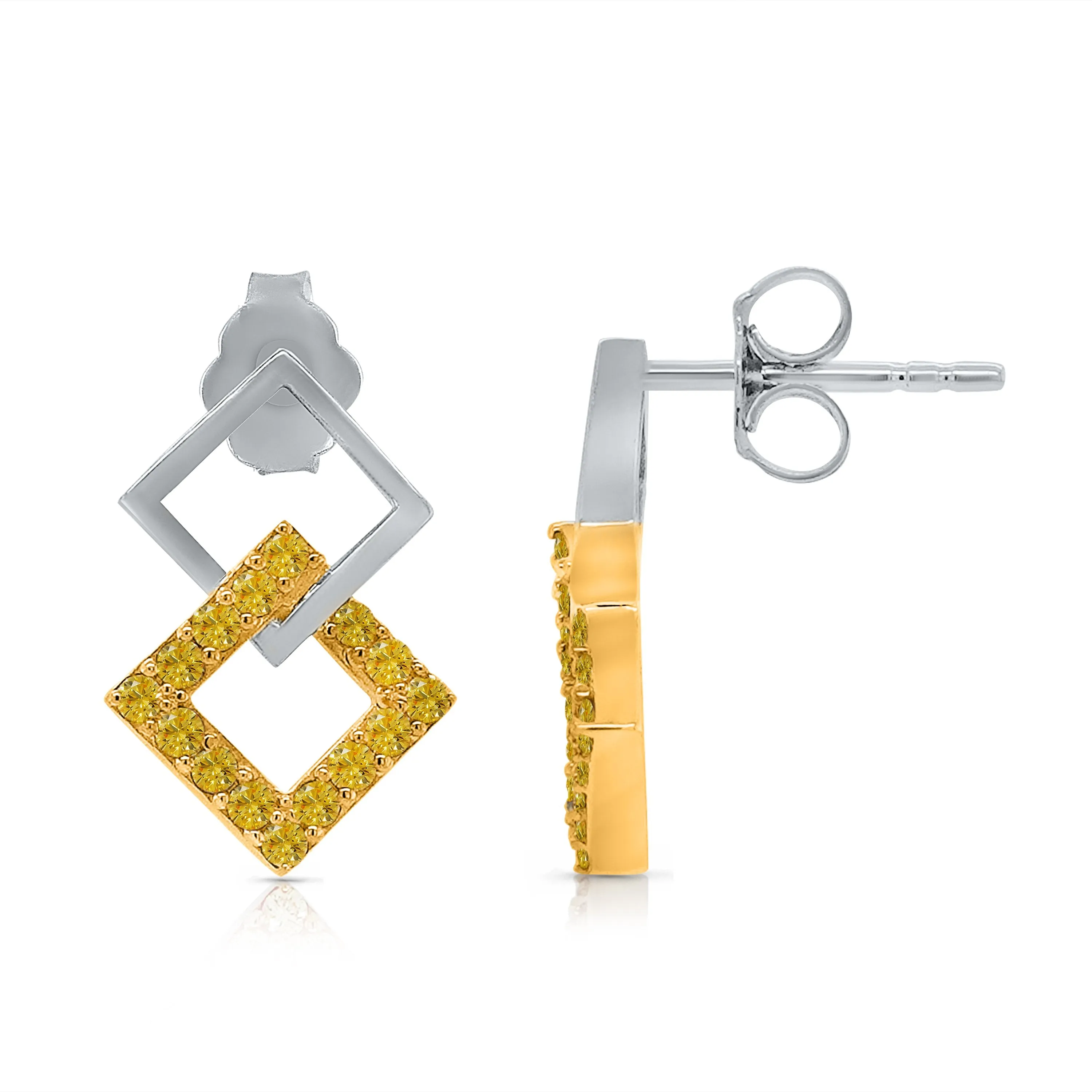 Kallati Two-Tone Gold Diamond Eternal Earrings