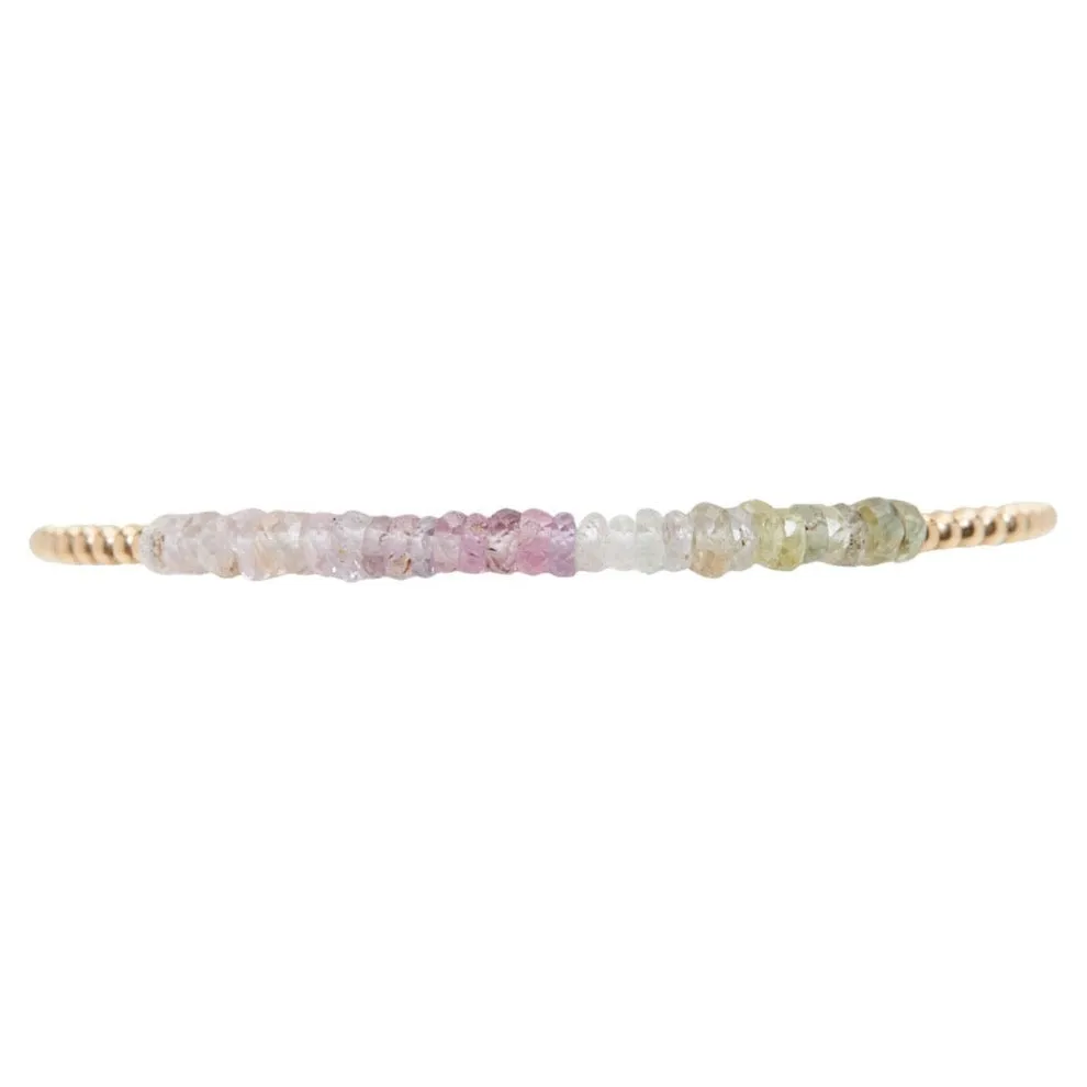 Karen Lazar  - 2 mm Yellow Gold Filled Bead Flex Bracelet with Watermelon Sapphire Ombre