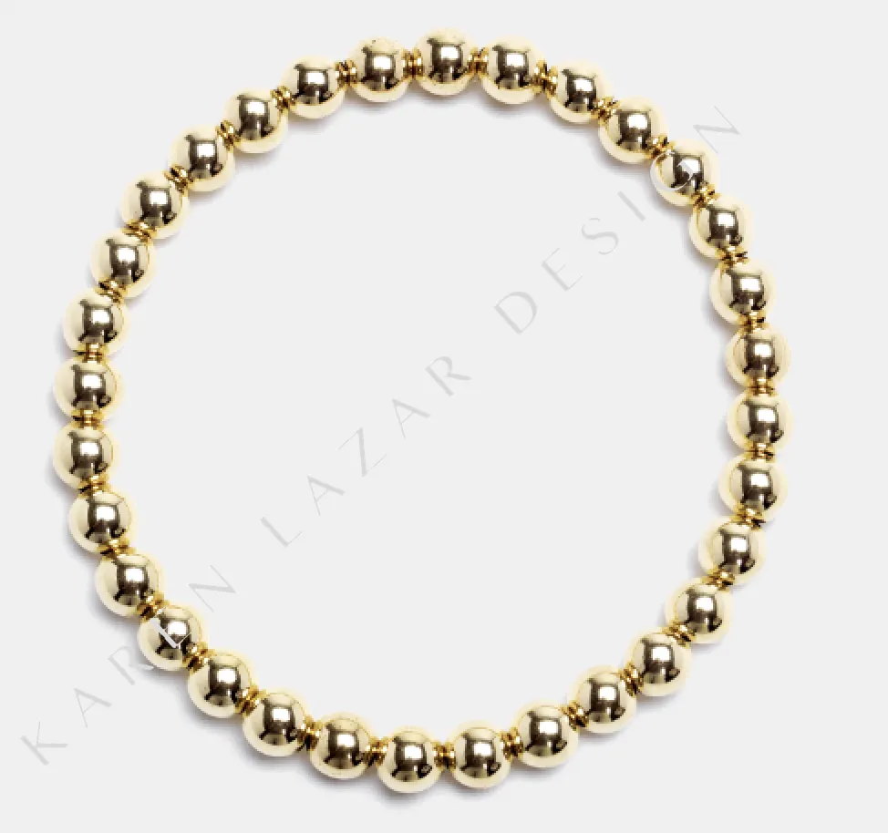 Karen Lazar  - 5 mm Yellow Gold Filled Bead Flex Bracelet