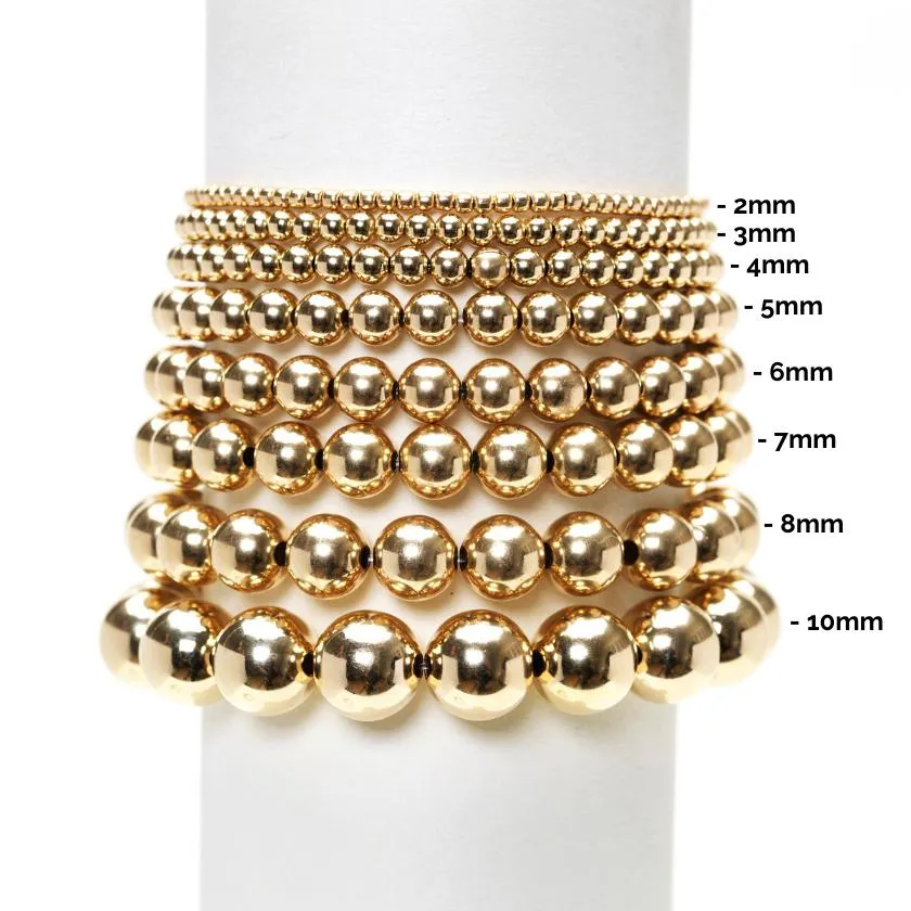 Karen Lazar  - 5 mm Yellow Gold Filled Bead Flex Bracelet