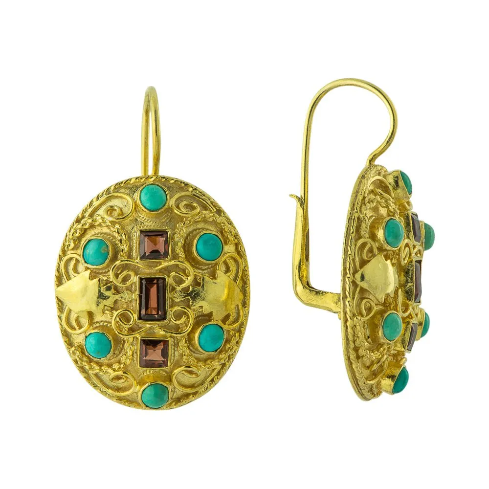 Lady Ashford Turquoise and Garnet Earrings