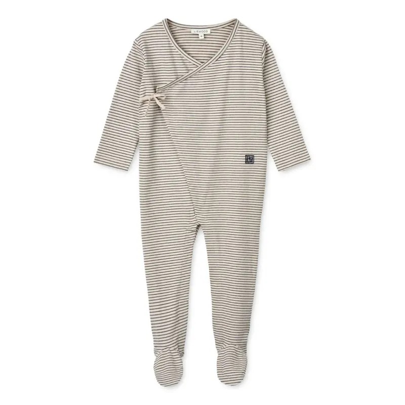 Liewood Baby Bolde Stripe Sleepsuit - Sandy/Classic Navy