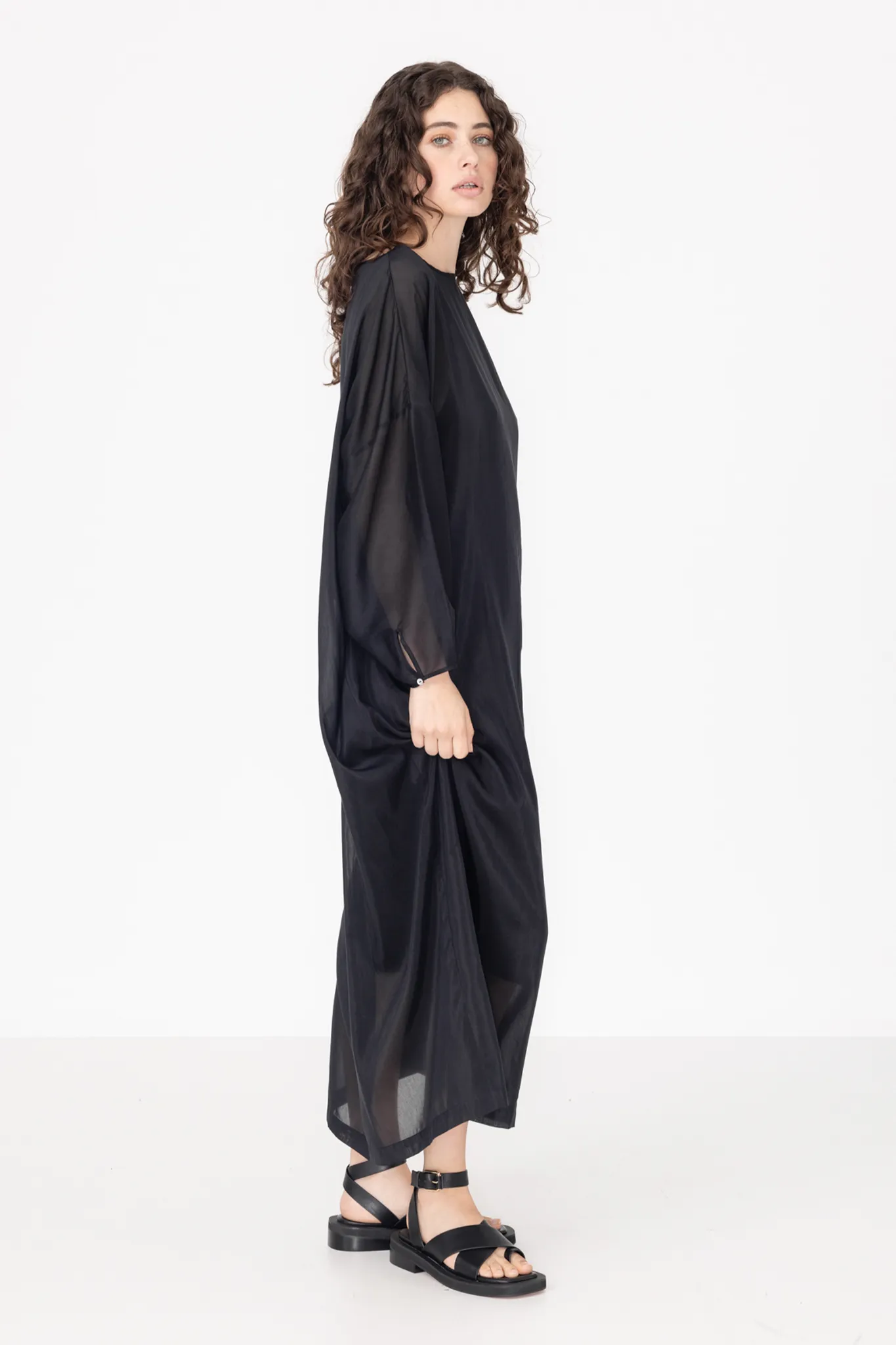 Line Dress | Black | Silk Cotton