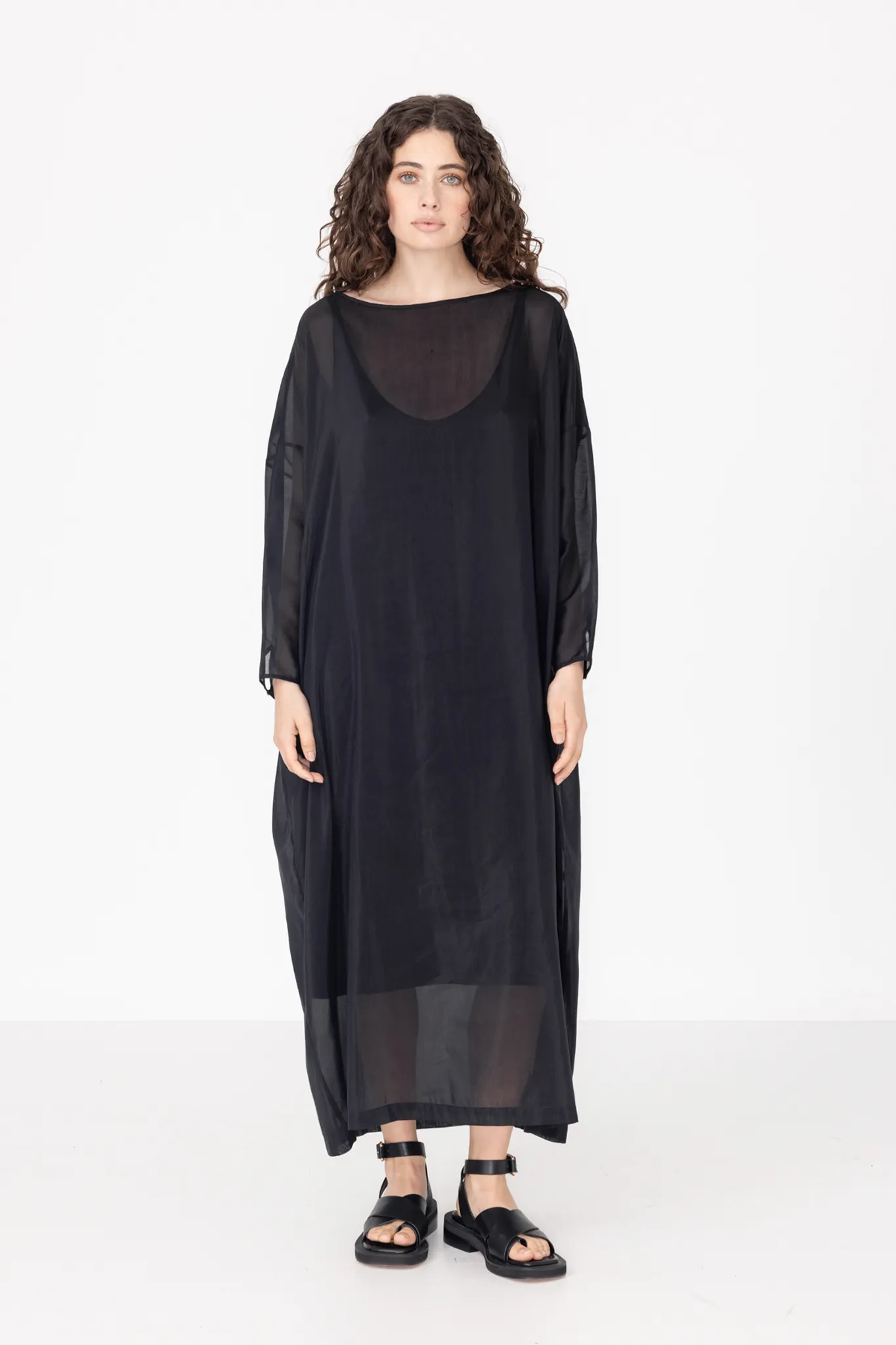 Line Dress | Black | Silk Cotton