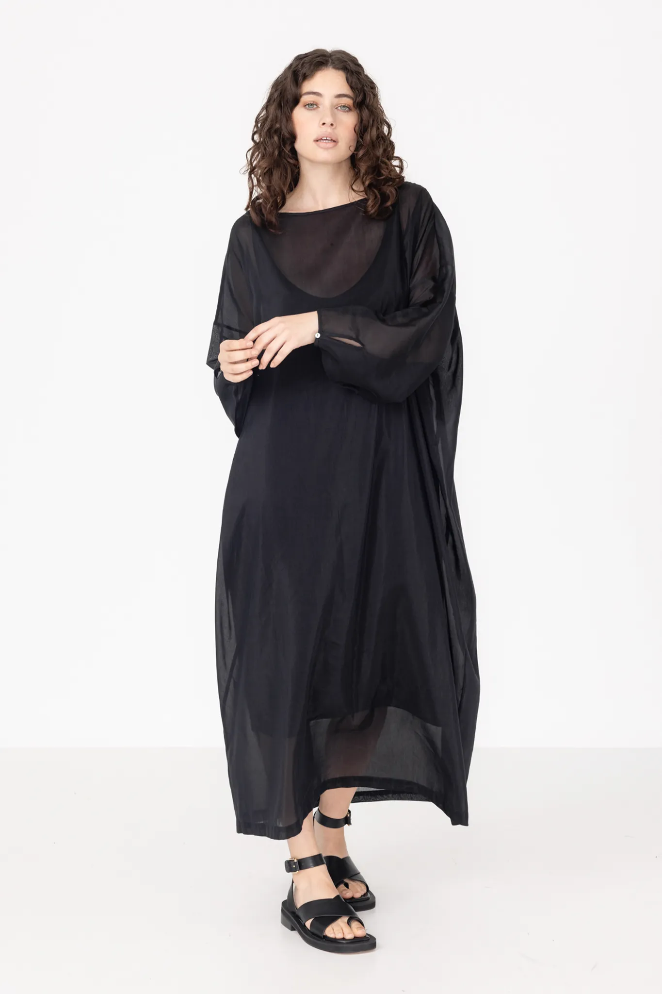 Line Dress | Black | Silk Cotton