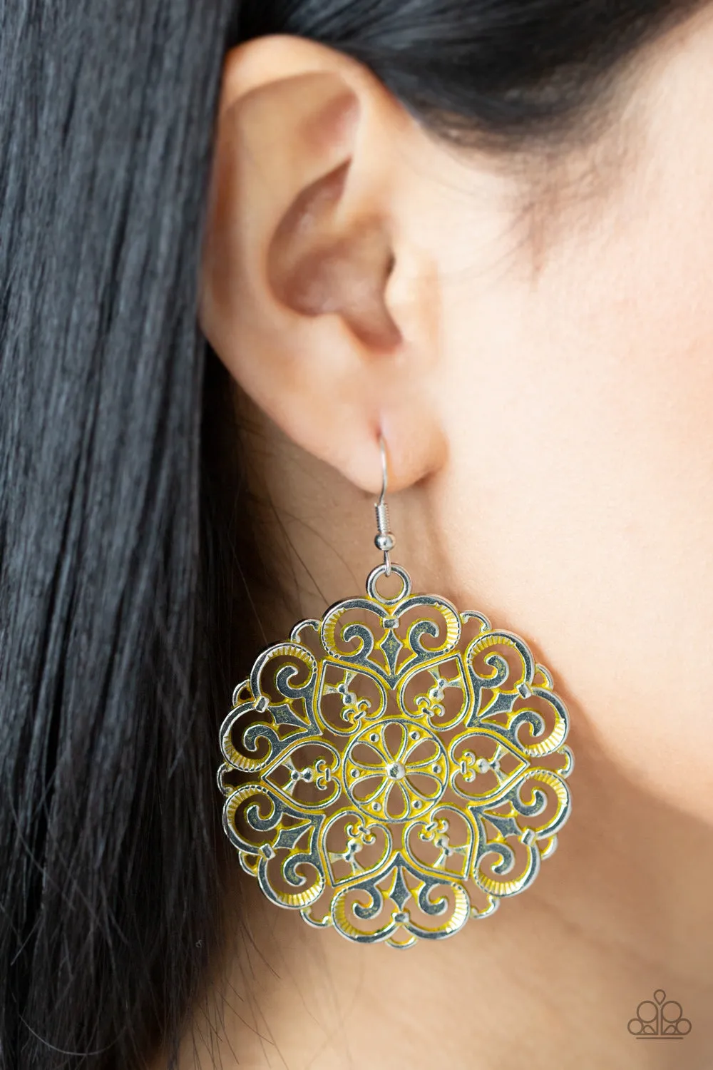 MANDALA Effect - Yellow Earring