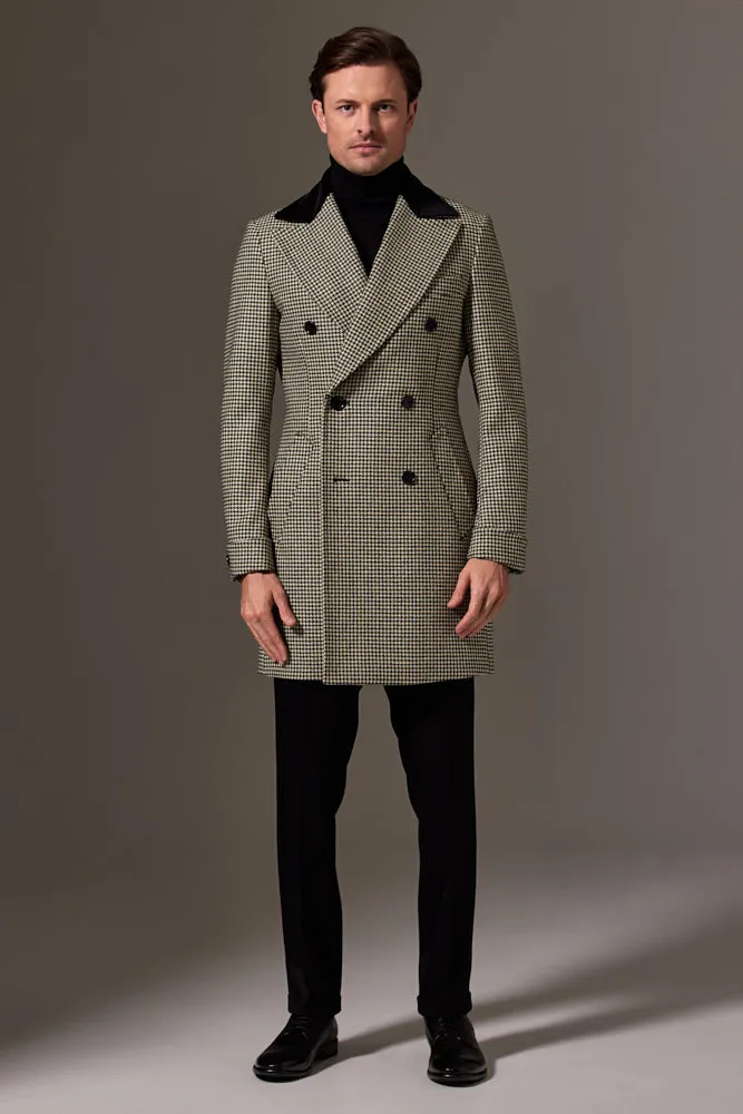 Maximus Peak Coat - Black and White Houndstooth