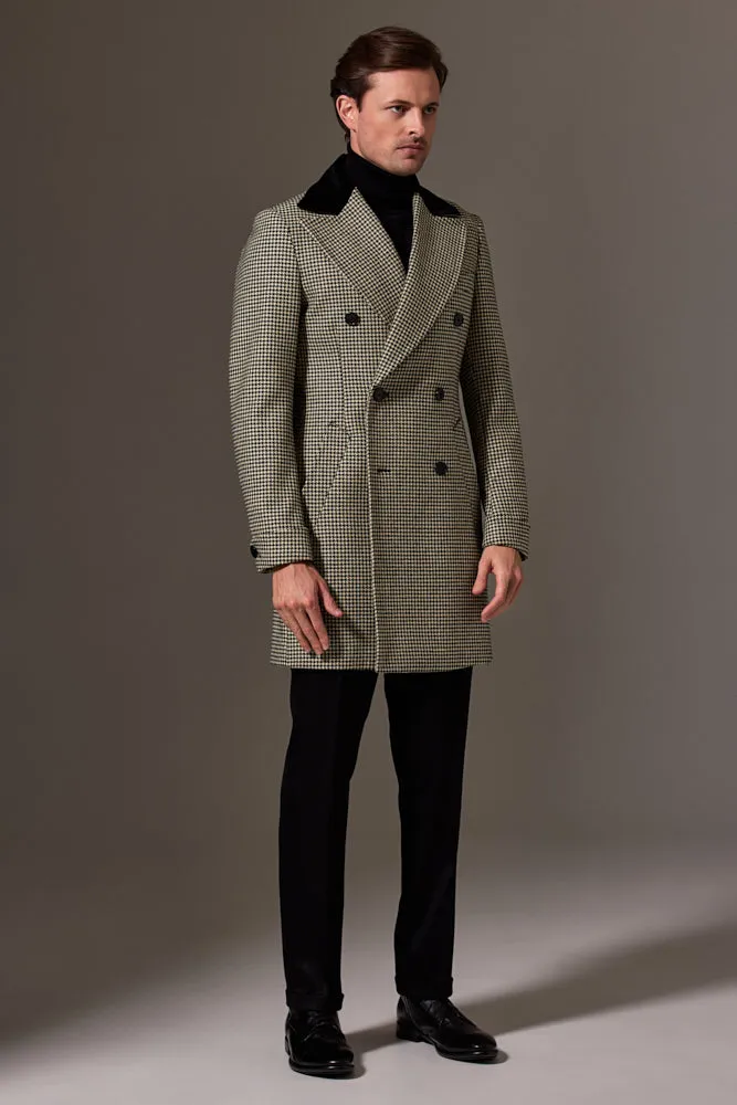 Maximus Peak Coat - Black and White Houndstooth