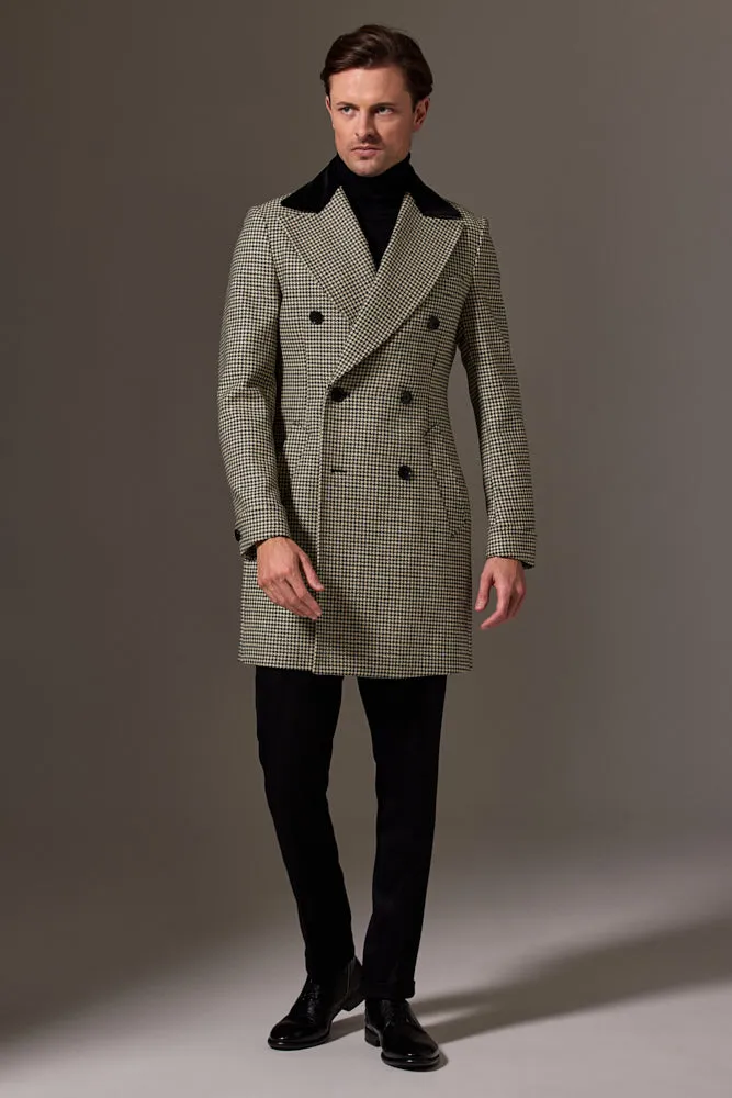 Maximus Peak Coat - Black and White Houndstooth