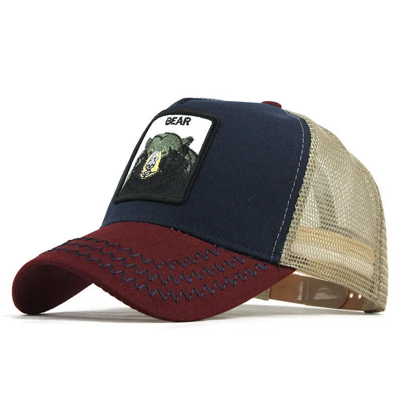 Men Cartoon Print Baseball Cap Animal Bear Embroidery Baseball Cap