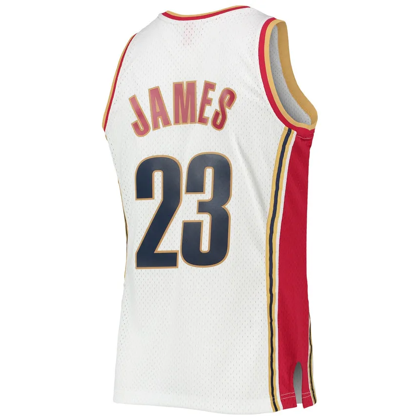 Men's Mitchell & Ness LeBron James White Cleveland Cavaliers 2003-04 Hardwood Classics Swingman Jersey