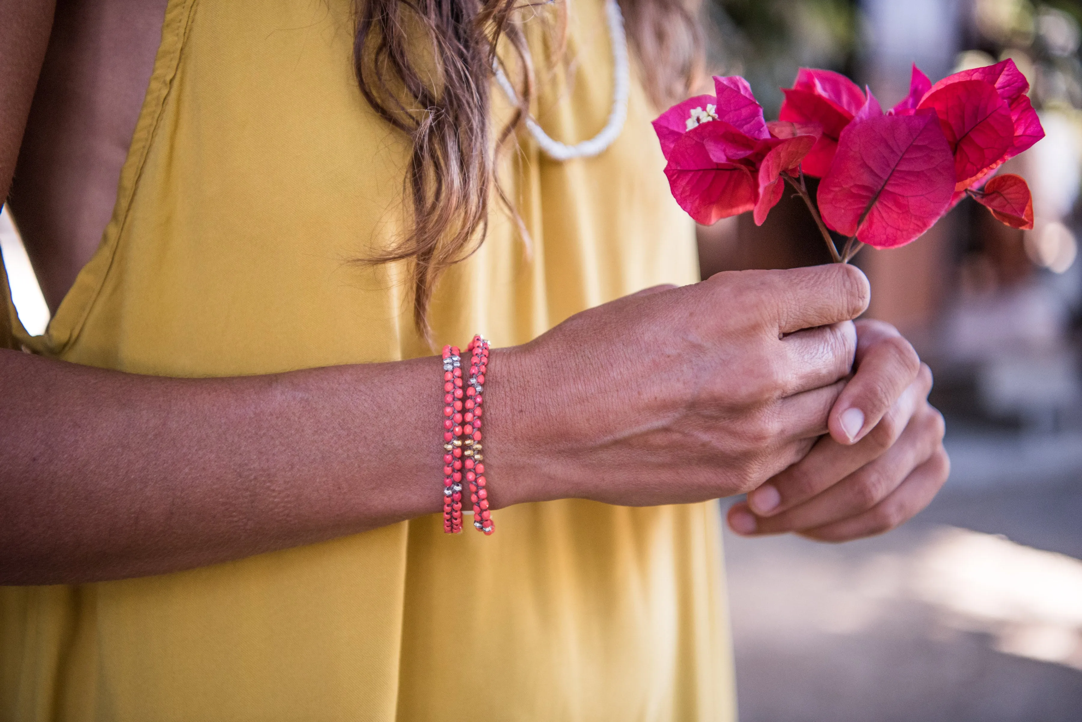 Meridian Wrap Bracelet - Coral