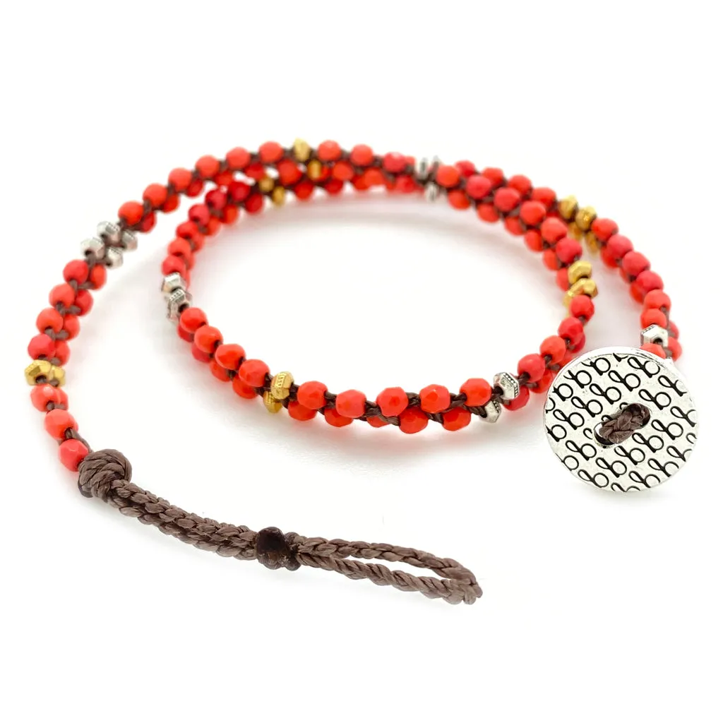 Meridian Wrap Bracelet - Coral