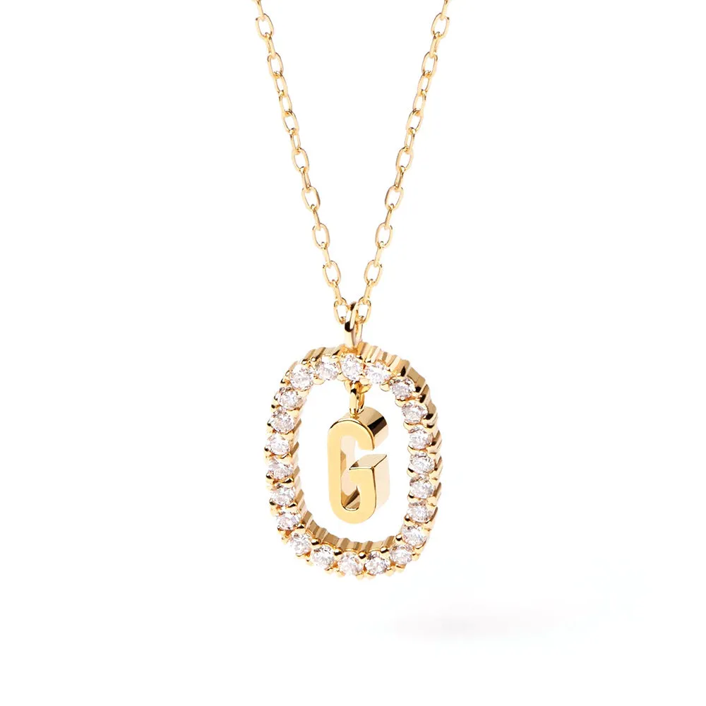 Moissanite Letter G Dangle Pendant Necklace