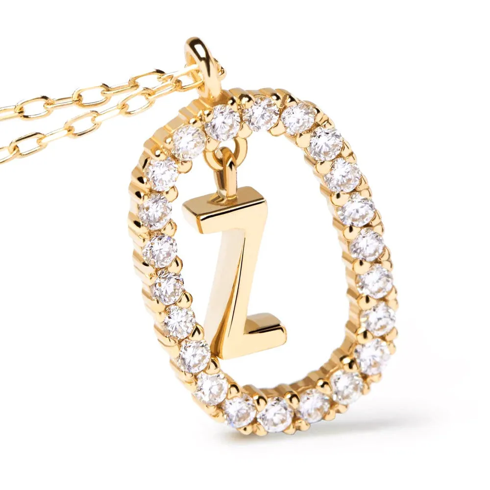 Moissanite Letter Z Dangle Pendant Necklace