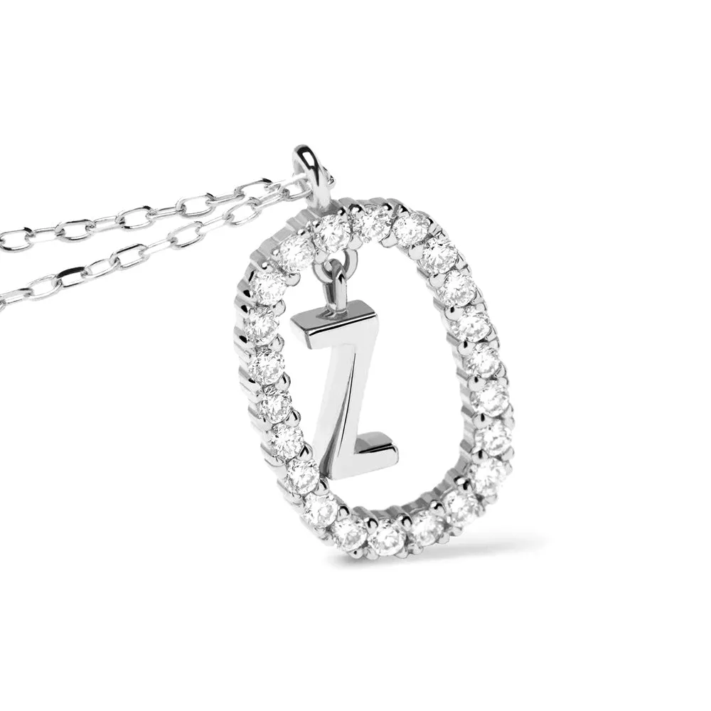 Moissanite Letter Z Dangle Pendant Necklace