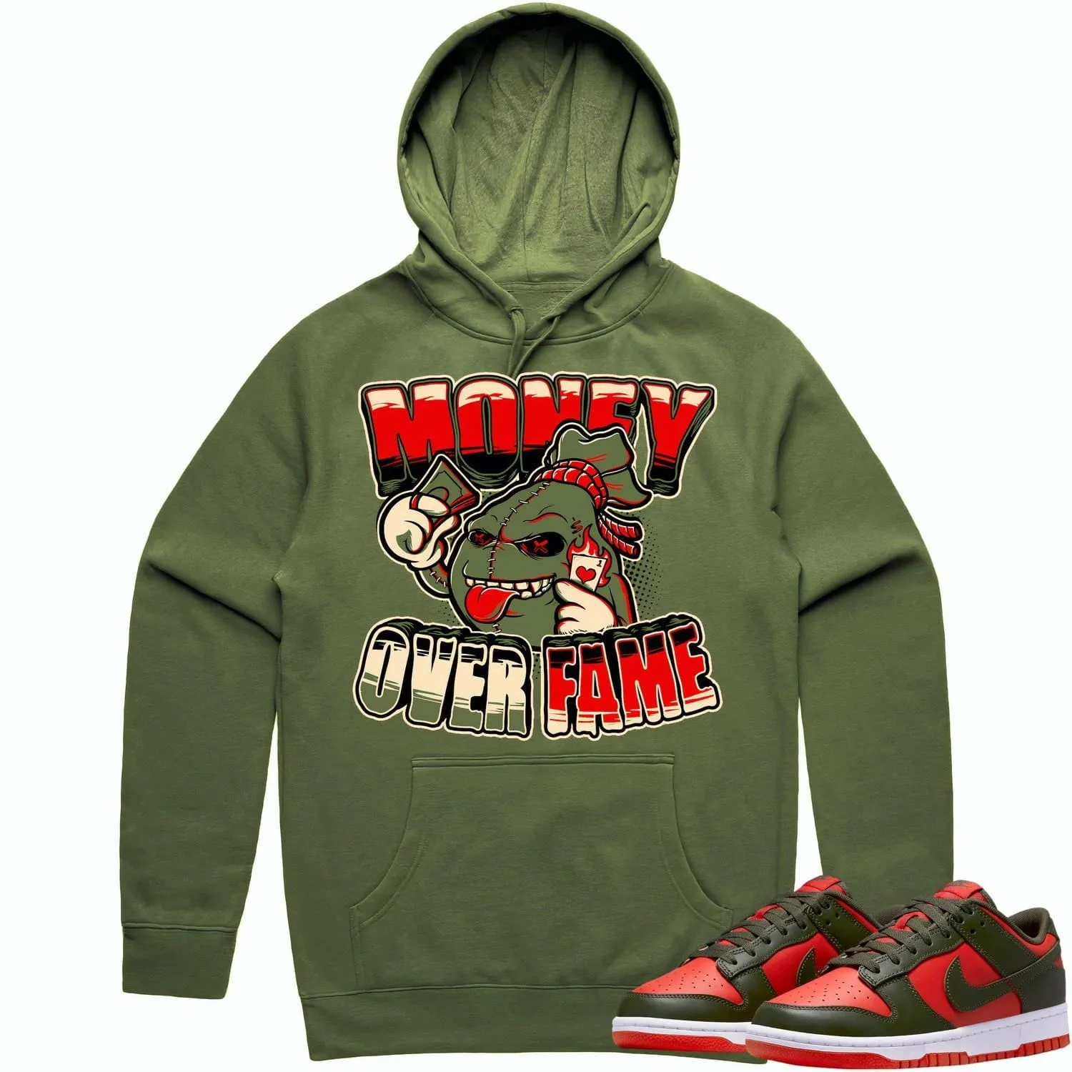 Mystic Red Dunks Hoodie to Match - OLIVE MOF