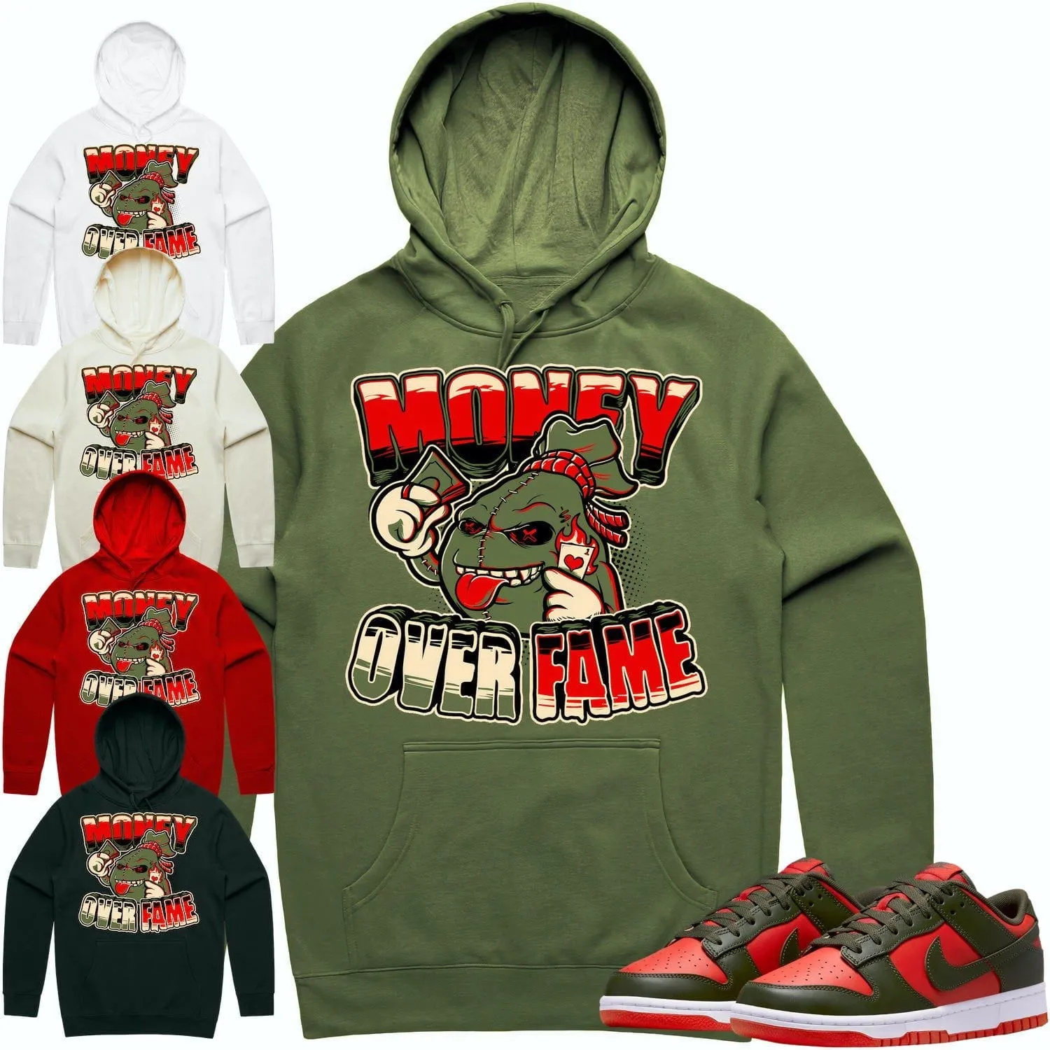 Mystic Red Dunks Hoodie to Match - OLIVE MOF