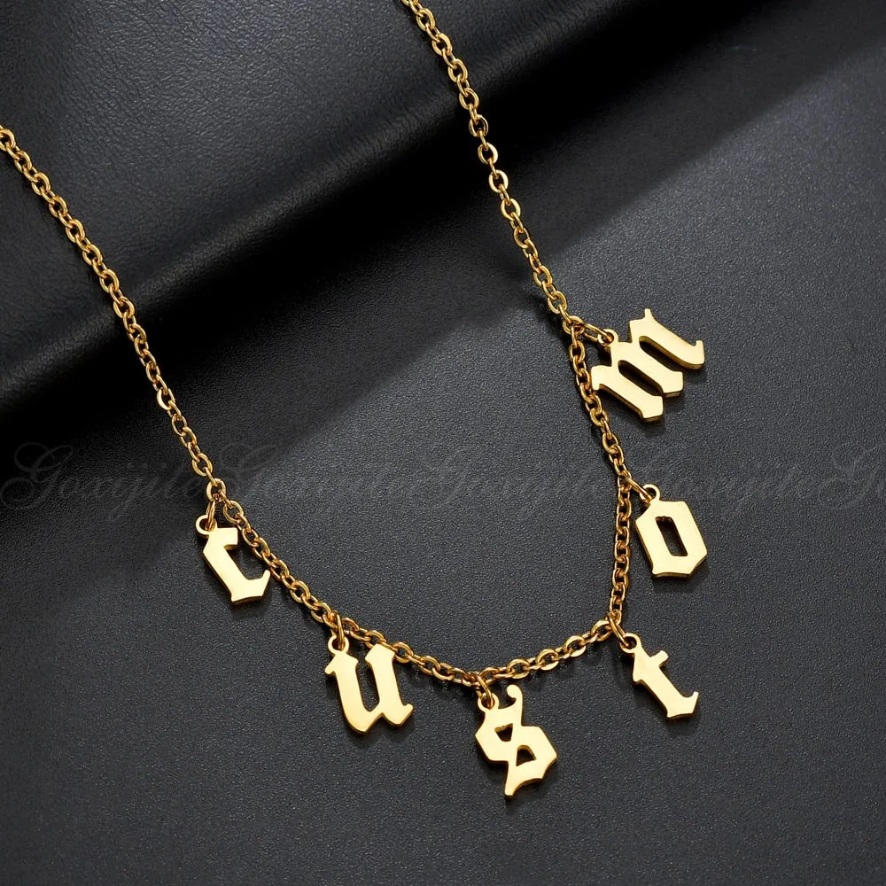 Old English Font Custom Name Necklace