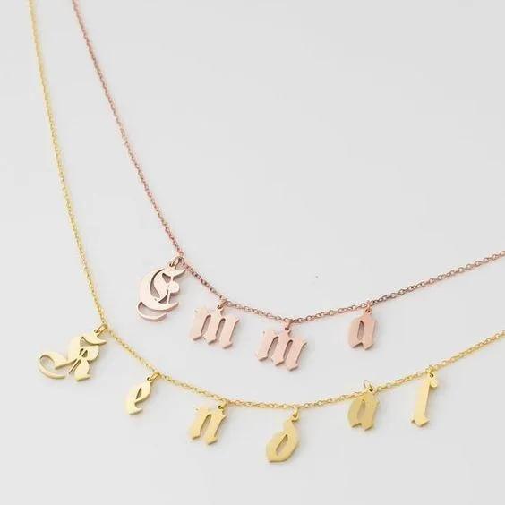 Old English Font Custom Name Necklace