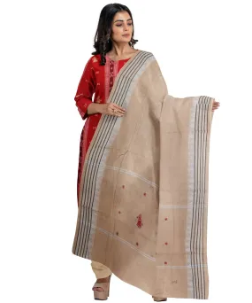 Orange beige handwoven cotton nuapatna dress material