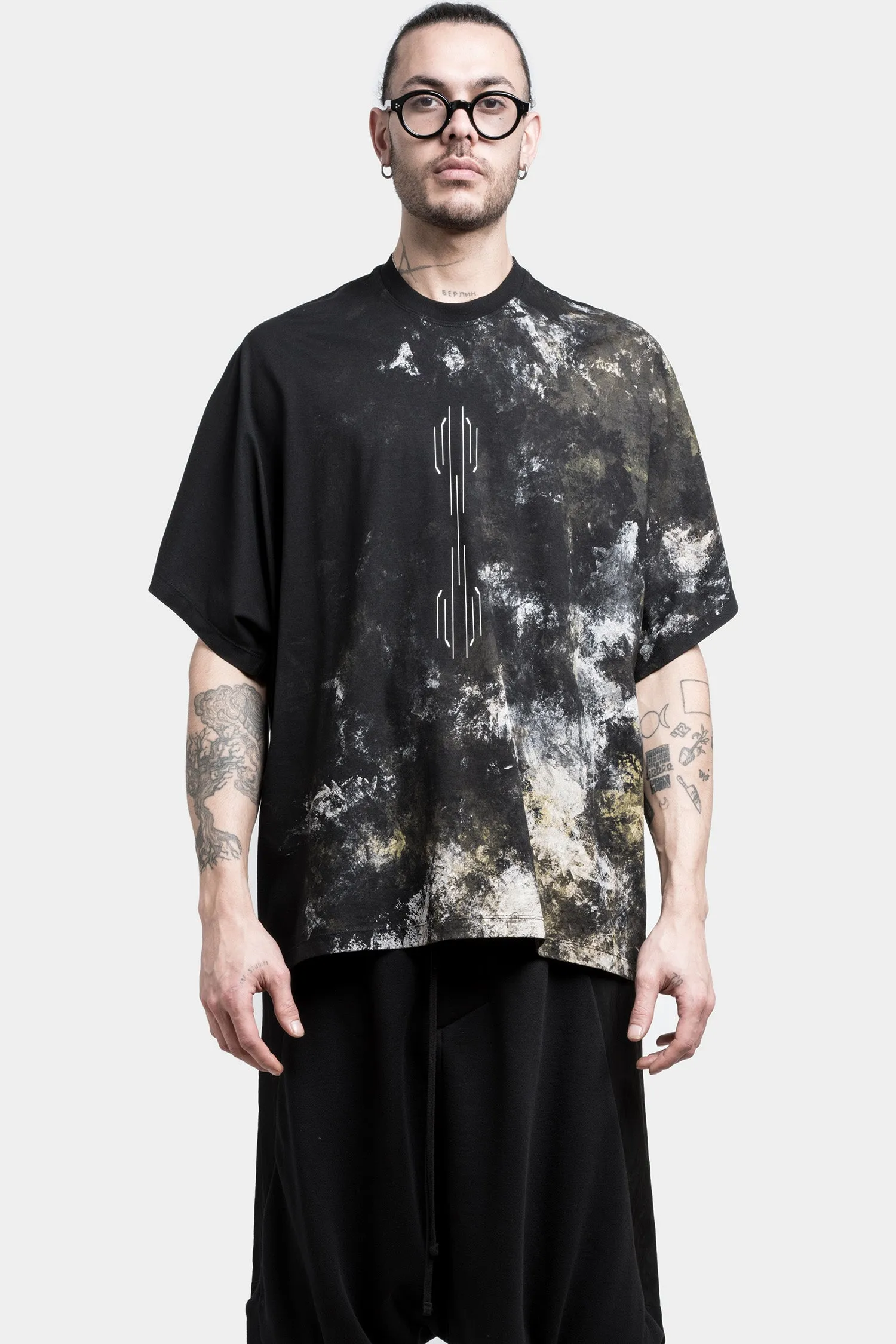 Oversized printed raglan T-Shirt, Black